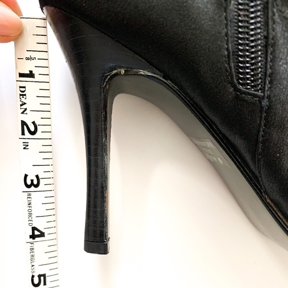 Black Satin Corset Lace-up Heeled Boots Sidezip 8 - Picture 10 of 15